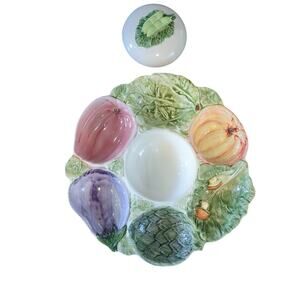 Vintage Carafina Vegetable Dip Server & Lid Serving Platter Tray Party Holiday